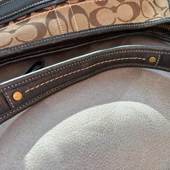 Coach Signature Brown Black Shoulder Monogrammed Ergo Hobo Bag E0732-11274 - Picture 14 of 17